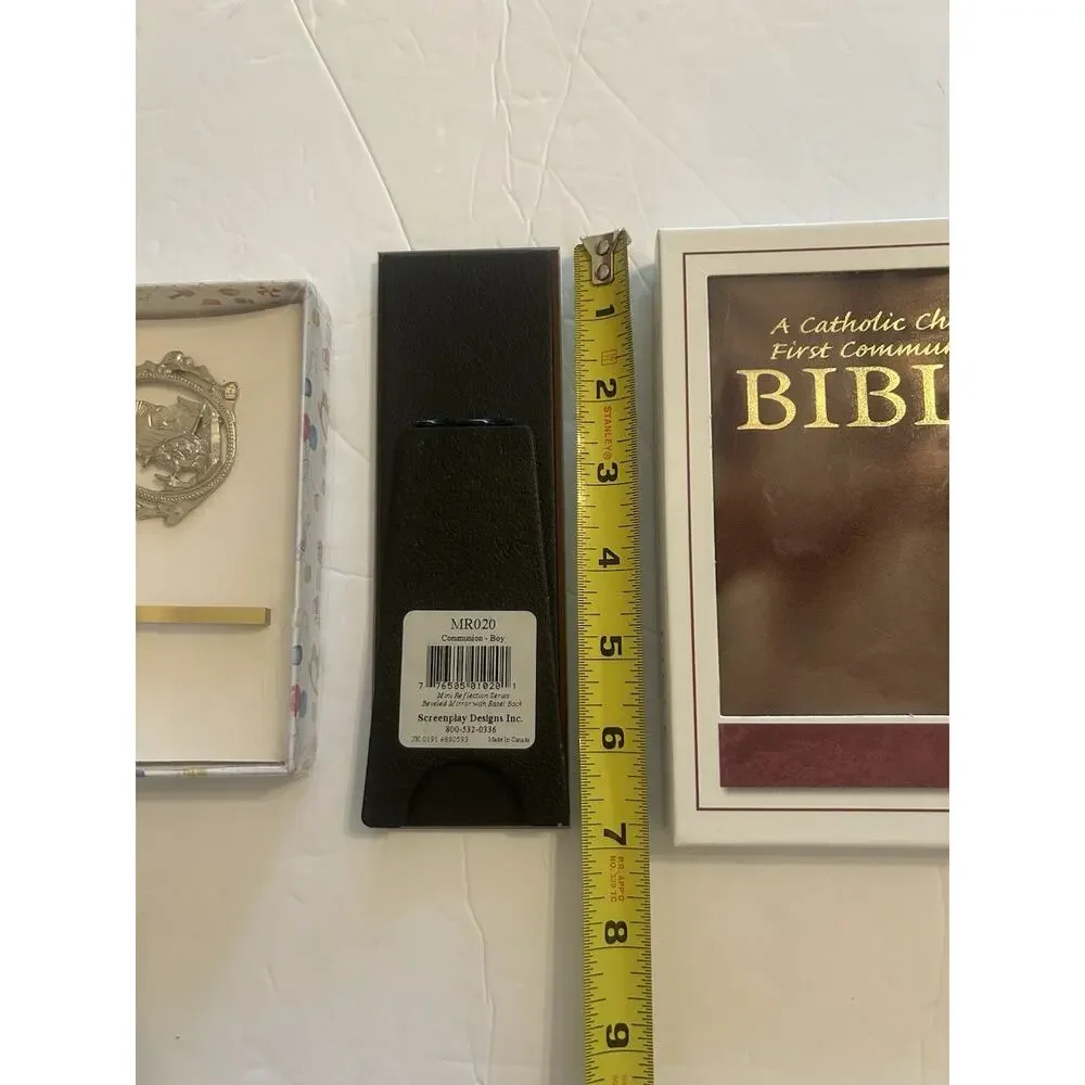 Catholic Child's Boy First Communion Bible‎ & Ornaments In Gift Box Prayer Frame